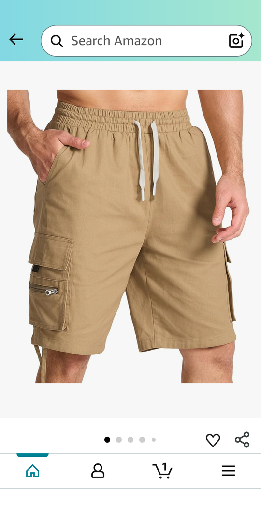 Mens Cotton Cargo Hiking Shorts with Multi Pockets Summer Outdoor Work Casual Shorts S