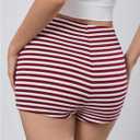 MakeMeChic Women's Summer Crochet Shorts Striped Knit Pajama Micro Mini Shorts Lounge Bottoms (Pink, S)