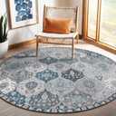 Lahome Moroccan Trellis Washable Round Area Rug, Soft Round Rugs 6ft Ultra-Thin Non-Slip, Vintage Large Circle Carpet for Bedroom Living Room Kitchen Nursery, Blue (6ft Round, 03-blue/Multi)
