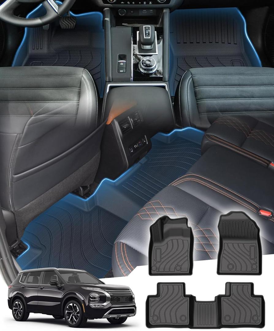 Floor Mats for 2022-2025 Mitsubishi Outlander TPE Floor Liners All Weather Floor Liners 1st&2nd Row Carpet Protection Mat Car Mats for Outlander Accessories(Not Fit for PHEV/Sport)