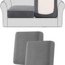 H.VERSAILTEX Stretch 4 Piece Cushion Sofa Slipcovers,Grey
