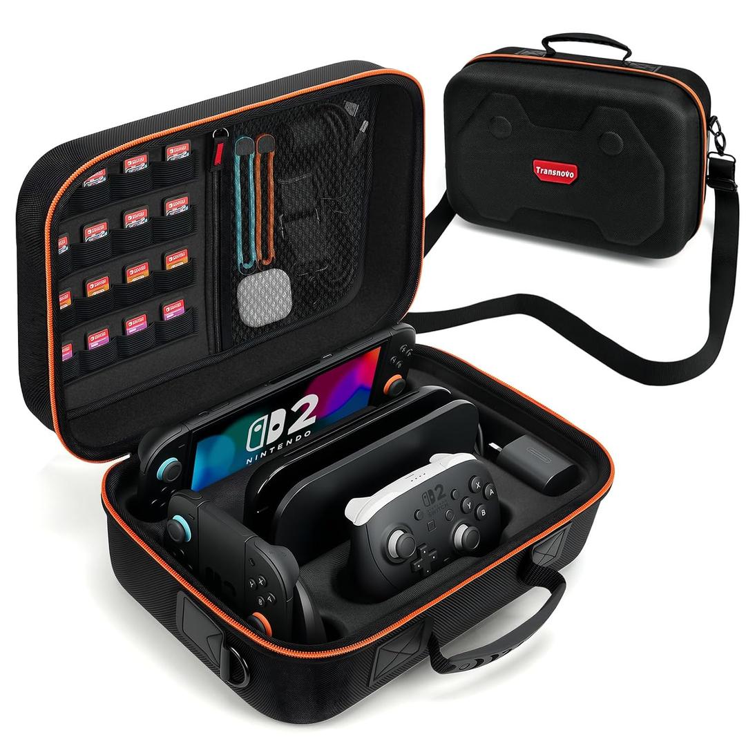 Switch 2 Case Compatible with Nintendo Switch 2, All-in-One Carrying Case with Card Slots & Zipper Pocket, Hard Shell Protective Portable Travel Bag for Switch 2 Console Pro Controller Accessories