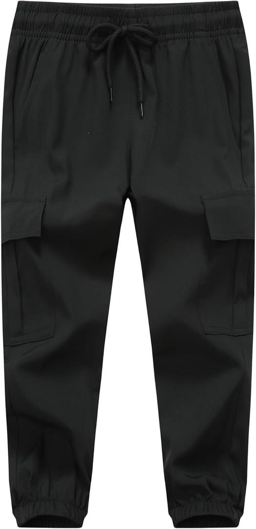 Boys Hiking Cargo Pants Boys Quick Dry Joggers Kids Pull On (9-10, Black)