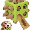 Interactive Puzzle Dog Toy Encourage Natural Foraging Skill, Durable Dog Enrichment Toy Snuffle Cube Cloth Strip with Hide & Seek Food, Slow Feeder for Mind Stimulate & Stress Relief (Green)