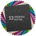 Glitter HTV Heat Transfer Vinyl 12"x12" Bundle 13 Sheets Iron on Vinyl for T-Shirts Gifts Design(Assorted)