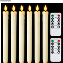 Homemory Real Wax LED Flameless Taper Candles with Remote Timer, 9.6 Inches Ivory Fake Candlesticks, Dripless Battery Operated Window Candle with 3D Flickering Flame for Fireplace Xmas Halloween