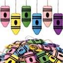 2 x Fanfanwin 24 Pcs Back to School Felt Crayon Ornament 3D Hanging Decor