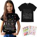 Skicuff 100 Days of School DIY Shirt Kit Kids 100th Day of School Shirt for Girls and Boys Craft Teacher Classroom Party(Shinny,5-7)