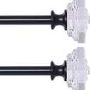 2 Pack Curtain Drapery RodAcrylic Square Finials Curtain Rod3/4" Diameter Single Deorative Curtain Rod, Adjustable Length from 86 to 120 Inches