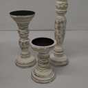 Homemory Farmhouse Wood Candle Holders for Pillar Candles Set of 3, Rustic Candle Holders for Table Centerpiece, 13" 9" 6" Vintage Tall Candle Stand Decorative for Dining Fireplace Living Room (White)