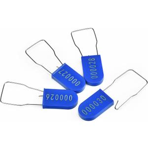 100PCS Plastic Padlock Security Seals Metal Wire Padlocks Electric Meter Lockout Tags Disposable Anti-Tamper Lock Numbered Anti Tamper Tags Blue