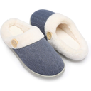Chantomoo Womens Slipper Warm Comfy Memory Foam House Slippers Knitted Shoes Faux Fur Lined Anti-Skid Rubber Sole Bedroom Cozy Indoor Outdoor Slippers Light Blue Size 9-10