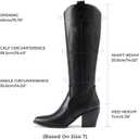 DREAM PAIRS Womens Cowboy Boots Wide Calf Comfortable Pull On Zipper Chunky Heel Pointed Toe Embroidered Western Cowgirl Knee High Boots Ladies Retro Tall Boot (Black)