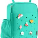 Fit & Fresh Lunch Box For Kids, Boys & Girls, School, Camp, Insulated Bag With Shoe Charm Slots For Personalization, Teal