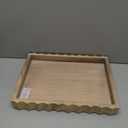 Kate and Laurel Lissi Decorative Rectangle Tray with Wavy Design; 16 x 12; Natural Wood; Modern Scalloped Serving Tray for Coffee Table Ottoman; Dining Table; or Entryway Catch-All Tray