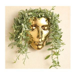 Face Vase,Ceramic Female Form Vase,Modern Sculpture Planter Pot,Human Face Dried Flower Shaped Vase,Wall Hanging Plant Pot for Home Decor Centerpieces, Office or Outdoor Hanging Decor (Black)