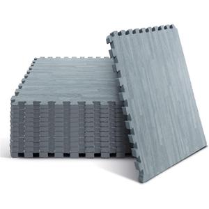 Yes4All EVA Interlocking Mats, Puzzle Floor Tiles, Foam Floor Padding with Border for Furniture, Home Space, Living Room, Garage (J. 48 Square Feet (12 Tiles) - Slate)