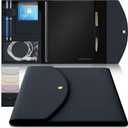 A5 Notebook Cover for Rocketbook, Planner & Journal  Slim Vegan Leather Folio with Pen Loop, Card Slots & Pockets  Fits Rocketbook Core, Panda, Fusion & Most 6" x 8.8" Notebooks (Black)