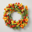 14
Inches Spring Summer Wreath for Front Door, Bright Floral Wreath- Artificial Colorful Daisy and Green Leaves Wreath for Summer Indoor Decor