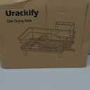 Urackify Dish Drying Rack for Kitchen Counter, Sink Dish Rack with Drainboard 12.2" W x 16.5" L, Large Dish Drainer with Cutlery Holder, Home Countertop Plate Dryer Storage Rack, Black