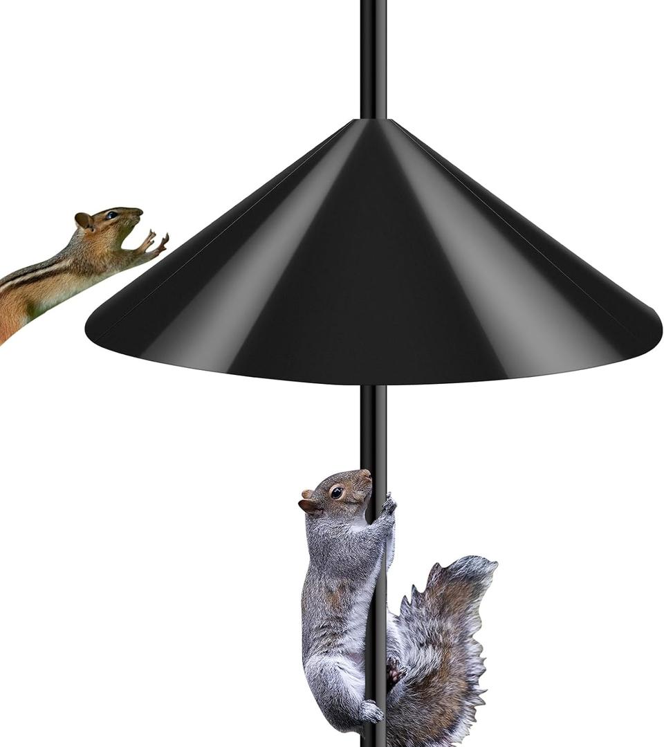 Squirrel Baffle for Bird Feeder Pole - 19" Diameter Pole Mount Guard, Outdoor Bird House Protector, Squirrel & Raccoon Proof, Fits Shepherds Hooks - Black, 1 Pack