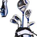 Precise X7 Kids Golf Clubs Set  Boys & Girls Junior Golf Set with Lightweight Graphite Shafts, Hybrid, Putter & Stand Bag (Right Hand, Blue Ages 9-12)