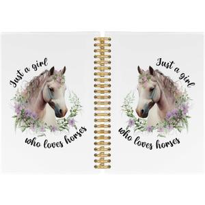 Horse Journal Notebook - Farmhouse Animal Floral Notebooks College Ruled for Work School, Horse Gifts for Lovers Women, Office Supplies, Hardcover Spiral Notebook 5.5"x8.3"