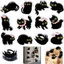 12 Pack Flower Cat Cute Magnetic Chip Clips Black Cat Food Bag Clips Funny Magnets for Snack or for Use on The Fridge, Kitchen Organization and Home Use, Remove Protective Film