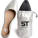 Silky Toes Womens Foldable Flat Ballet Shoes Casual Business Flats for Women, 8, Silver