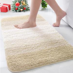Arotive Microfiber Bathroom Rugs, Shaggy Soft and Absorbent Bath Rug, Non-Slip, Thick Plush Machine Washable Dry Bath Mats for Bathroom, Tub and Shower, 30x20, Light Beige, Rectangular