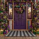 Tinideya 4' x 6' Mardi Gras Outdoor Rug Plastic Straw Front Doormat Mat Patio Deck Mat Waterproof Outdoor Rug Outside Indoor Garden Lawn Balcony Porch Holiday Decor (Plaid Buffalo,Black and White)