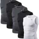 TELALEO 5 Pack Men's Athletic Compression Shirts Sleeveless Workout Tank Top Sports Base Layer Running Basketball (XX-Large, Black/Charcoal/White(five Pack))