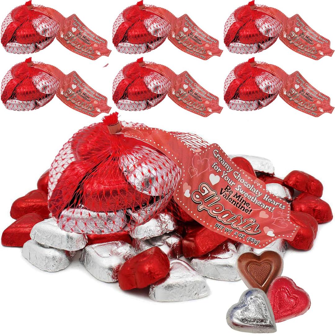 2 x Fruidles Happy Valentine's Milk Chocolate Hearts in Mesh Bag, Creamy Chocolaty Hearts, Holiday Treats, Individually Wrapped, Kosher Certified (6 Mesh Bags) (EXP 04/21/27)