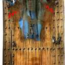 [ Hanging Door Design ] 76'' Halloween Outdoor Decorations Animatronic Zombie Ghost with Light Up Red Eye Shake Effect, Creepy Sound Activated Halloween Posable Haunted House Prop for Front Door Decor