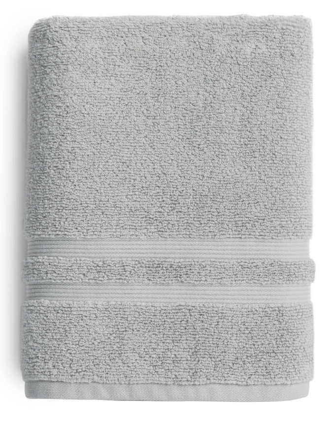Mainstays Performance Solid Bath Towel, Soft Silver