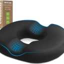 Donut Pillow Seat Cushion Chair Pad for Tailbone Pain Relief and Hemorrhoids, Memory Foam Seat Chair Cushion for Postpartum Pregnancy, Seat Cushions for Men and Women for Home & Office, (Black) (Large)