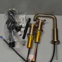 Delta Nicoli Brushed Gold Bathroom Faucet 3 Hole, 8 Inch Widespread Bathroom Sink Faucet for Vanity, Push-Pop Drain Assembly, Champagne Bronze 35894LF-CZ