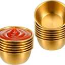 12 Pcs Stainless Steel Dipping Sauce Cups 2 oz Ramekin Mini Sauce Bowls Gold Condiment Cups Reusable Metal Ramekins Containers for Home Kitchen Restaurant Party (Gold, 55 ml)