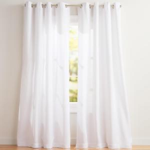 EXCLUSIVE HOME Loha Linen Grommet Top Curtain Panel Pair, 54"x108", Winter White