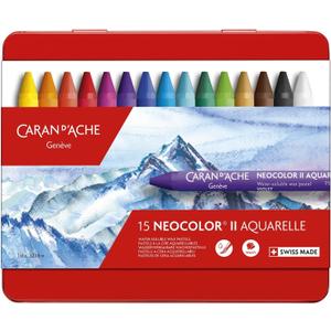 Caran d'Ache Classic Neocolor II Aquarelle, 15 Colors