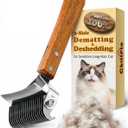 Cat Brush for Long Haired Cats - Double Sided Dematting Undercoat Rake for Persian, Ragdoll, Maine Coon - Professional Grooming Tool to Remove Mats, Tangles & Shedding - Skin-Safe Teeth