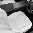 2Pcs Nappa Leather Front Seat Covers for Tesla Model Y/3 Highland/Juniper 2025 2026 Interior Accessories, Breathable All-Season Non-Slip Full Cover Bottom Seat Protectors Cushion, White