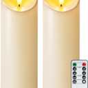 Homemory 3"x8" Outdoor Waterproof Flameless Candles, LED Candles, Battery Operated Candles with Remote and Timers, Electric Fake Plastic Pillar Candles, Dark Ivory, Set of 2