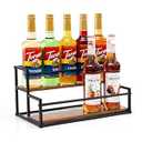 ICOHOT Coffee Syrup Organizer, 2Tier 10 Syrup Bottles Rack for Coffee Bar, Liquor Bottle Display Shelf Holder Bar Shelf Stand Countertop Rack for Syrup, Wine, Spice