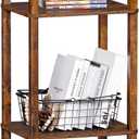 YUFAM Side Table End Table Tall Night Stand 3-Tier for Living Room Bedroom Bathroom Office Furniture Brown