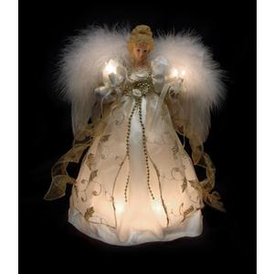 VCO 12" Lighted Cream & Gold Angel Christmas Tree Topper - Clear Lights