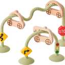 Baby High Chair Toys Suction Cup Toys for Babies 6-12 Months Montessori Sorting Toys (Olive)