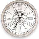 Large Decorative Vintage Worn Wall Clock - Big Farmhouse, Rustic, Coastal Decor - 25 inches for Living Room or Bedroom - Battery Operated