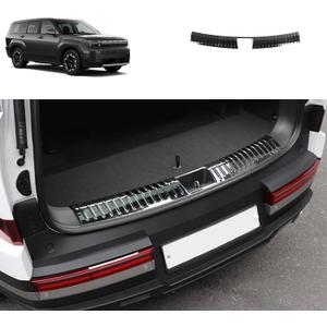 Rear Bumper Guard Cover Protector Compatible with Hyundai Santa Fe 2024 2025 2026 Inner Tailgate Sill Guard Cover Interior Car Accessories Stainless Steel 1PC(Black Brushed Finish)