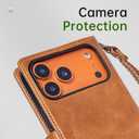 FLIPALM Wallet Case for iPhone 17 Series with Wrist Strap - PU Leather Folio Flip with Credit Card Holder & Kickstand, Protective Cover (Grayish-Brown, for iPhone 17 Pro Max)